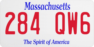 MA license plate 284QW6