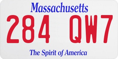 MA license plate 284QW7