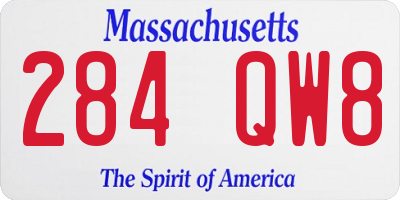MA license plate 284QW8