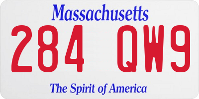 MA license plate 284QW9