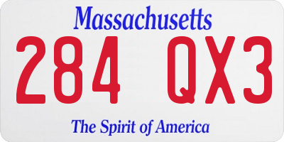 MA license plate 284QX3
