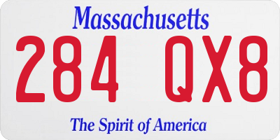 MA license plate 284QX8