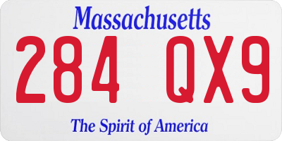 MA license plate 284QX9