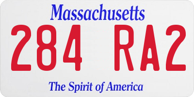 MA license plate 284RA2