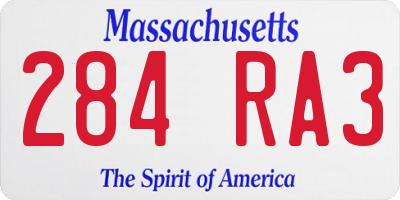 MA license plate 284RA3