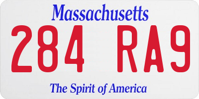 MA license plate 284RA9