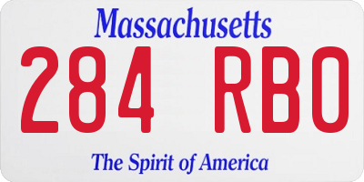 MA license plate 284RB0