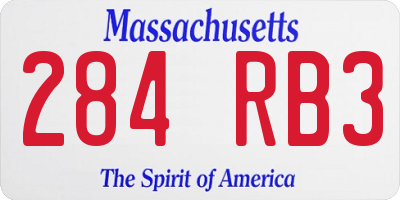 MA license plate 284RB3