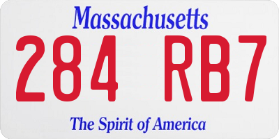 MA license plate 284RB7