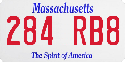 MA license plate 284RB8