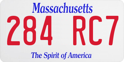 MA license plate 284RC7