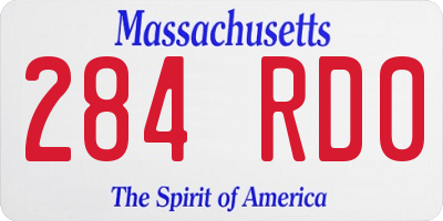 MA license plate 284RD0