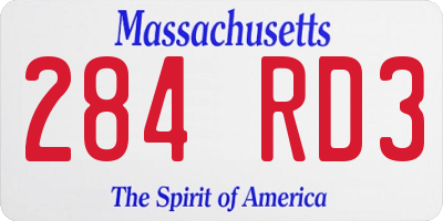 MA license plate 284RD3