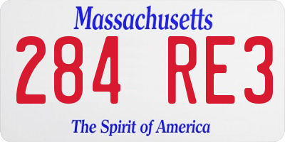 MA license plate 284RE3