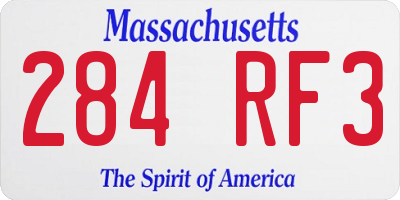 MA license plate 284RF3