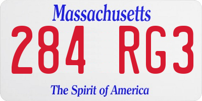 MA license plate 284RG3