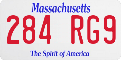 MA license plate 284RG9