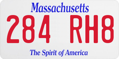 MA license plate 284RH8