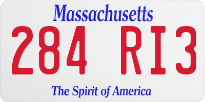 MA license plate 284RI3