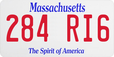 MA license plate 284RI6