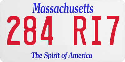 MA license plate 284RI7
