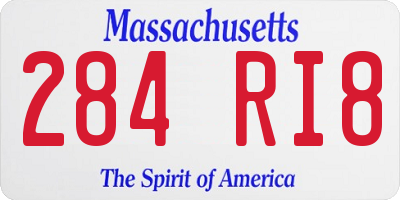 MA license plate 284RI8