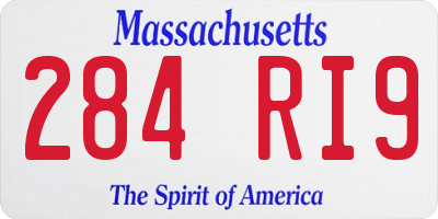 MA license plate 284RI9