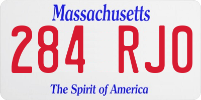 MA license plate 284RJ0