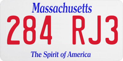 MA license plate 284RJ3