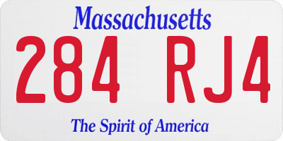 MA license plate 284RJ4