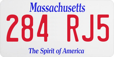 MA license plate 284RJ5