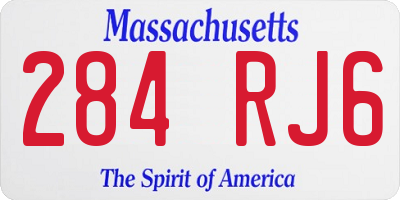 MA license plate 284RJ6
