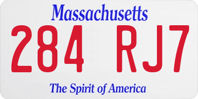 MA license plate 284RJ7