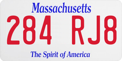 MA license plate 284RJ8