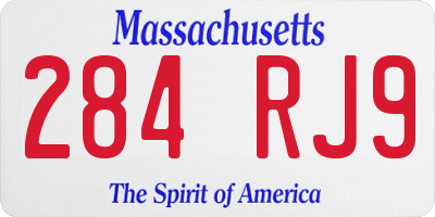 MA license plate 284RJ9