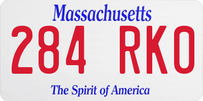MA license plate 284RK0