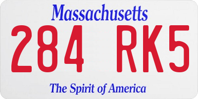 MA license plate 284RK5
