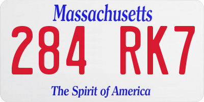 MA license plate 284RK7