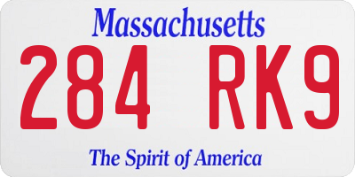 MA license plate 284RK9