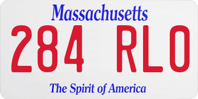 MA license plate 284RL0