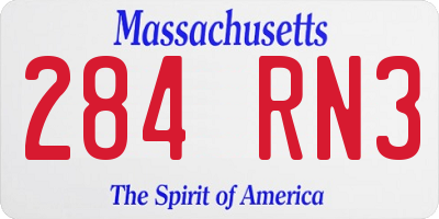 MA license plate 284RN3