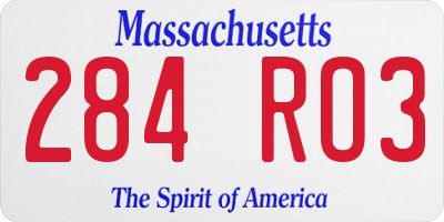 MA license plate 284RO3