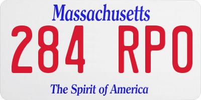 MA license plate 284RP0