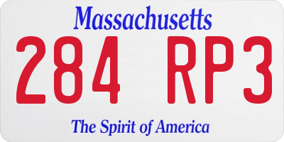 MA license plate 284RP3