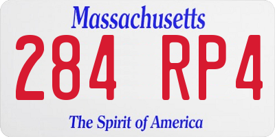 MA license plate 284RP4