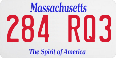 MA license plate 284RQ3