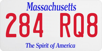 MA license plate 284RQ8
