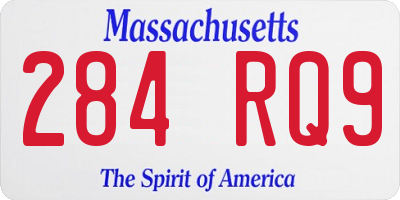 MA license plate 284RQ9