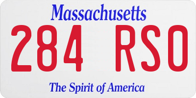 MA license plate 284RS0