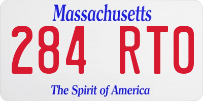 MA license plate 284RT0